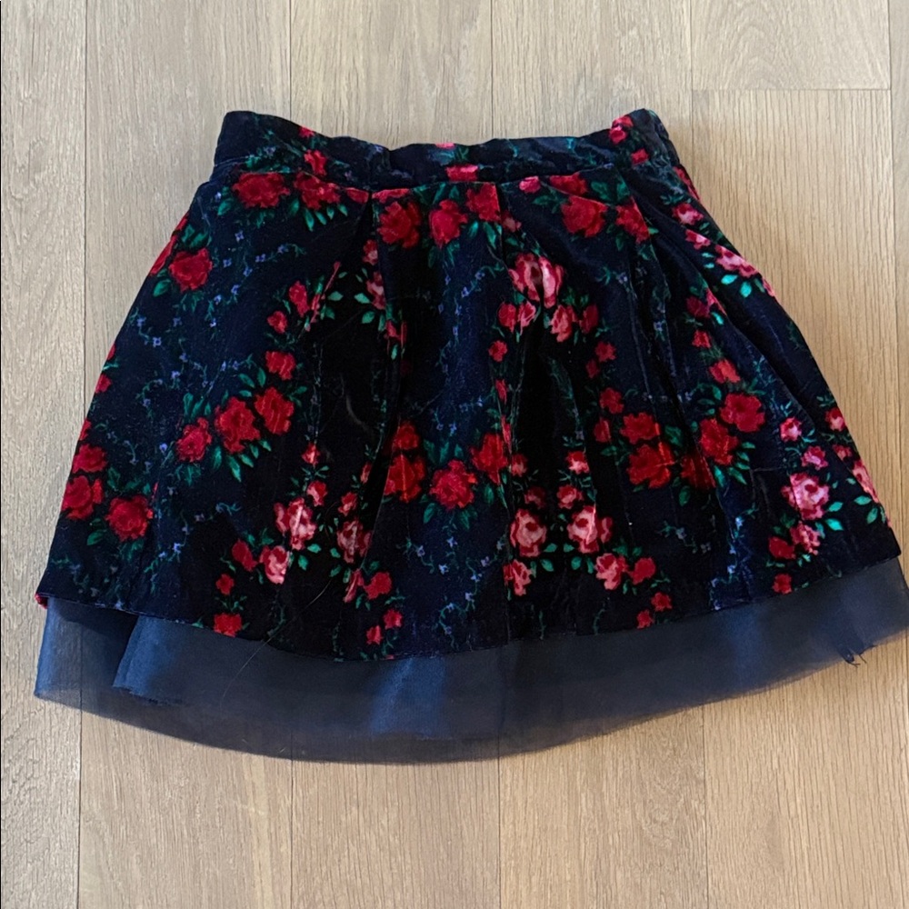 Janie and Jack Floral Velvet christmas Skirt